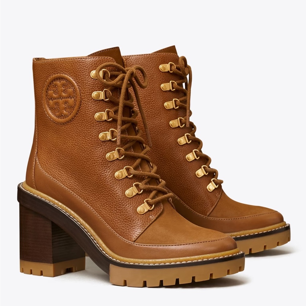 Tory Burch Camel heel boots.